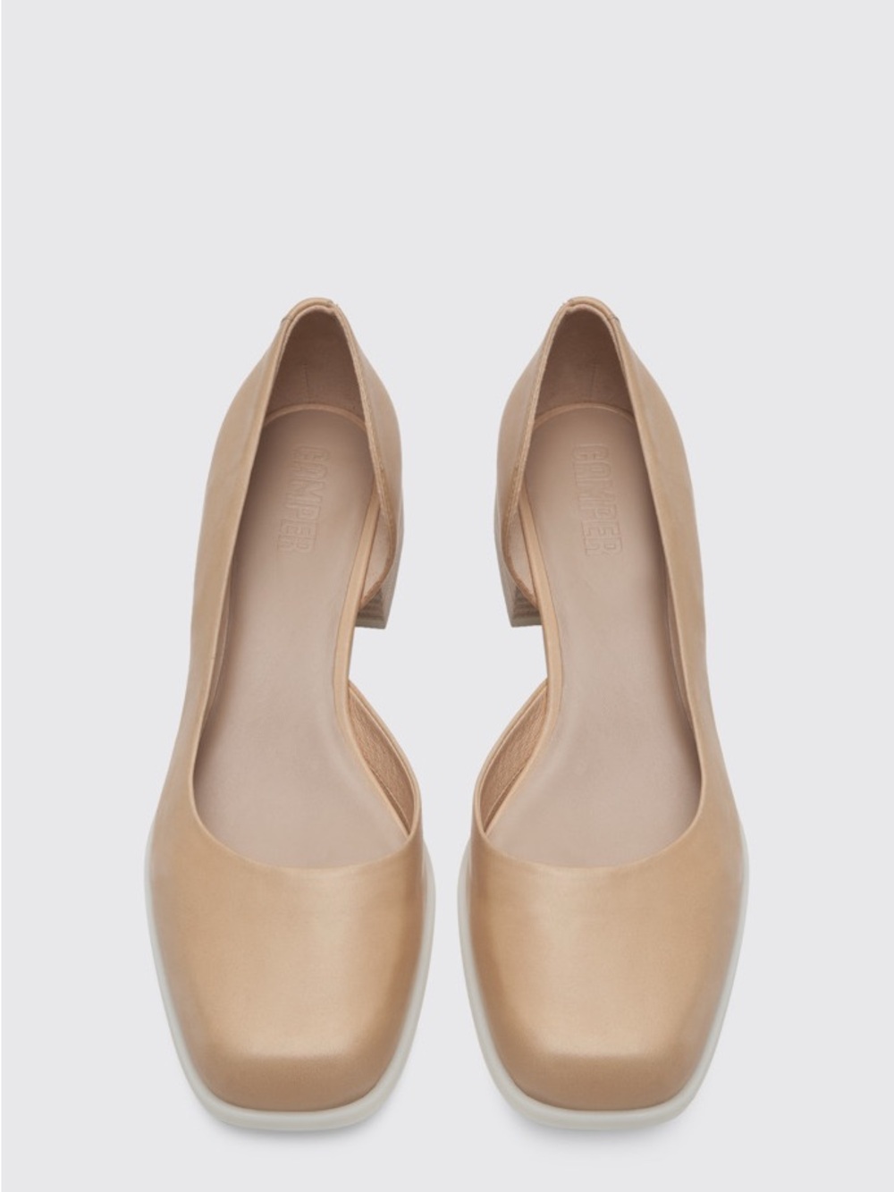 Camper Women's Cream Leather Ballet with wooden heels